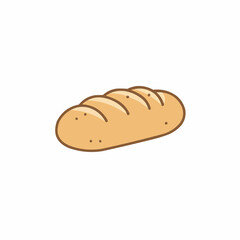 Cartoon illustration of bread, brown crust, soft white inside, small round spots