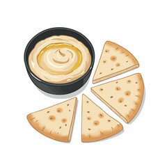 Bowl of hummus with pita bread, a delectable and healthy Mediterranean snack