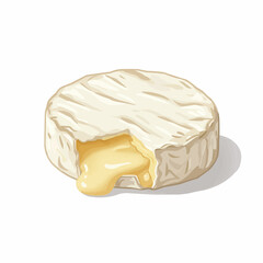 Fototapeta premium Soft white cheese with a textured surface is partly visible on white