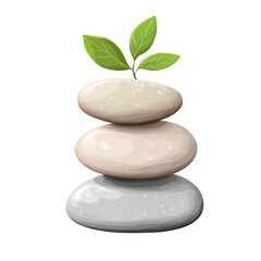 Fototapeta premium Balanced stones and emerging sprout symbolizing resilience on black background