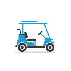 Graphic Blue golf cart outline on a white background, showcasing simple design elements