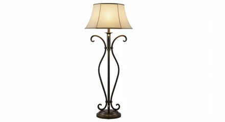 Classic torchiere-style floor lamp, elegant curves, isolated image with white background