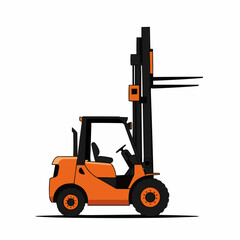 Silhouette of a forklift in black and orange on a white background