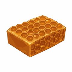 Golden amber honeycomb, cells filled with thick honey in shades of warm brown