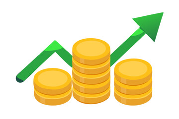 business graph with golden coins