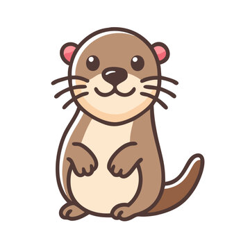 cute cartoon otter smiling clip art preview