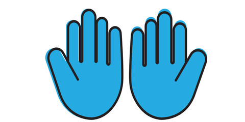 Obraz premium Raised hand icon symbolizing stop or interaction. Stop hand icon. Set of hand hello icons