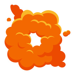 Cartoon explosion cloud expanding into a vibrant ring shape against a white background, generating a dynamic and energetic visual effect that captures attention and conveys power