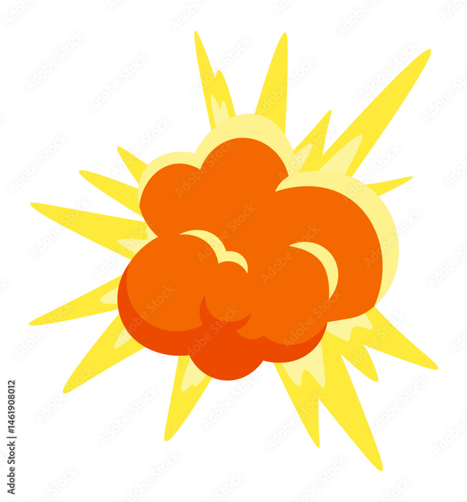 Poster bomb explosion expanding with yellow rays, creating a dynamic and vibrant effect, perfect for action