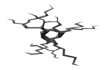 Deep crack splitting the ground creates a significant hole, illustrating the devastating consequences of an earthquake. Surface breaking apart reveals the destructive power of nature's forces