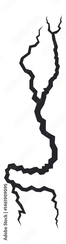 Poster jagged line illustrating a long, vertical crack splitting a white surface, creating a distinct separ