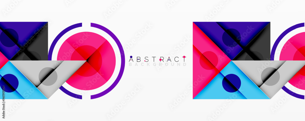 Poster Modern abstract design. Geometric shapes overlap, creating vibrant color transitions. Clean lines, dynamic composition.