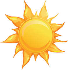 Sun with Radiant Beams Vector Isolated - Bright Celestial Body Illustration - Warm Sunshine Rays - Yellow Solar Energy Graphic - Simple Nature Icon