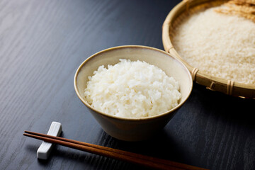 茶碗に盛られた白米　Japanese rice