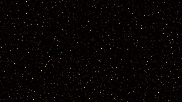 Abstract animation loop floating glow gold stars dust particles flow up on black background. 4K 3D seamless looping gold bokeh particles dust fly in the air.