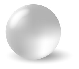 Perfect white sphere casting a soft shadow on a pristine white background, embodying concepts of simplicity, perfection, and minimalism in a clean, modern design