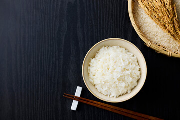 茶碗に盛られた白米　Japanese rice