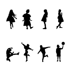 Obraz premium 8 vector silhouettes of people in sitting postures and standing