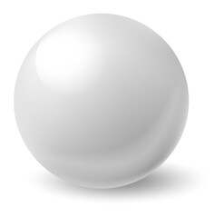 Perfectly shaped white sphere casting a delicate shadow on a pristine white background, creating a strikingly simple yet elegant composition that emphasizes modern minimalism