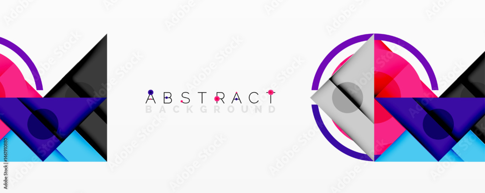Poster modern abstract design features geometric shapes, vibrant colors, dynamic composition. minimalist st