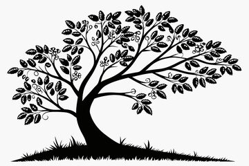 coffee tree sihouette black vector