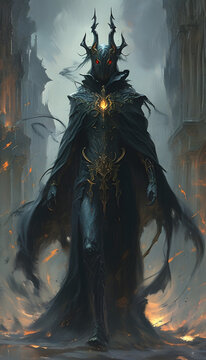 Dark Lord in a fiery wasteland