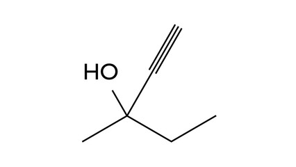Naklejka premium methylpentynol molecule, structural chemical formula, ball-and-stick model, isolated image sedative