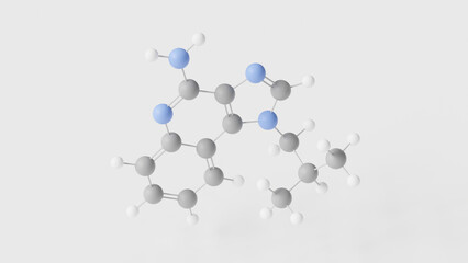 imiquimod molecule 3d, molecular structure, ball and stick model, structural chemical formula antiviral drug