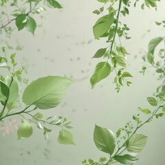 Obraz premium Abstract swirling pastel colors, fresh green leaves sprout , bright, photo, wallpaper