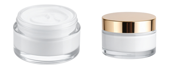 Beautiful cosmetic cream jar with lid isolated on a transparent background