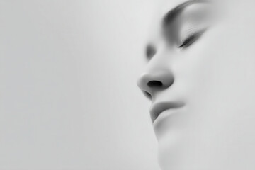 minimalist portrait of face featuring soft lines and subtle details