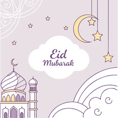Eid Mubarak Under a Moonlit Sky of Lavender Dreams