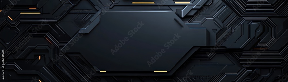 Leinwandbilder Abstract Dark Gray Technical Panel with Geometric Pattern Background Futuristic Design with Intricate Metallic Details for Modern Graphic Element and High Tech Decoration