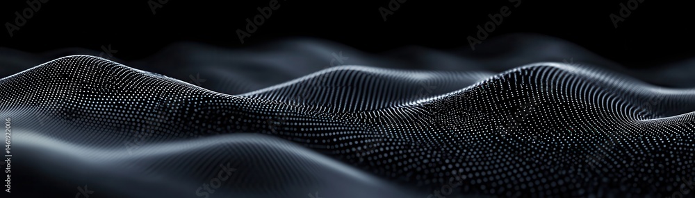 Leinwandbilder Abstract Dark Wave Background with Glowing Dots Modern Digital Texture and Futuristic Design with Geometric Elements for Creative Art and Technology Presentations