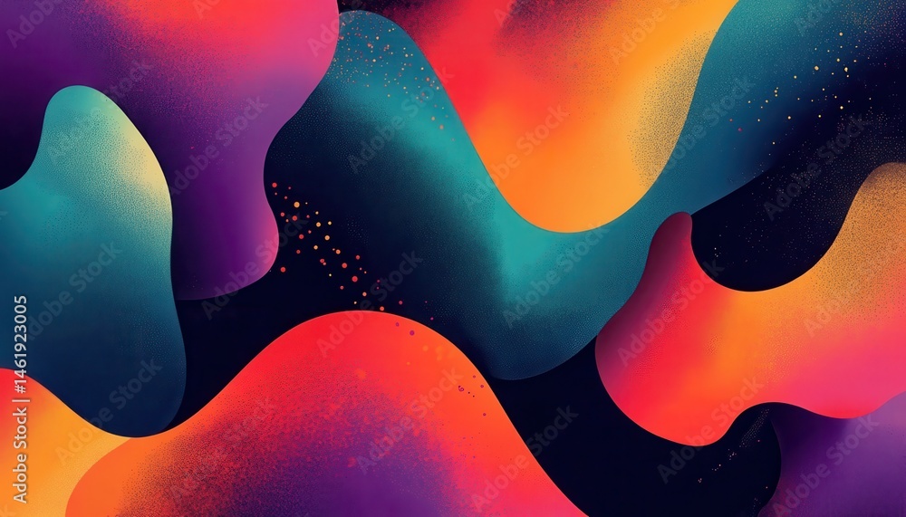 Aufkleber abstract fluid background in orange purple and blue with gradient texture for modern design and crea