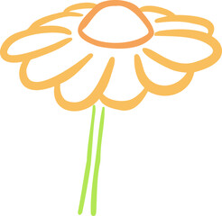 꽃, 노랑, 연두, 귀여운, 심플, flower, 네이처, 식물, 봄, 다채로운, 여름, 나뭇잎, green, yellow, 그리기, orange