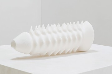Abstract sculpted form, smooth white, textured