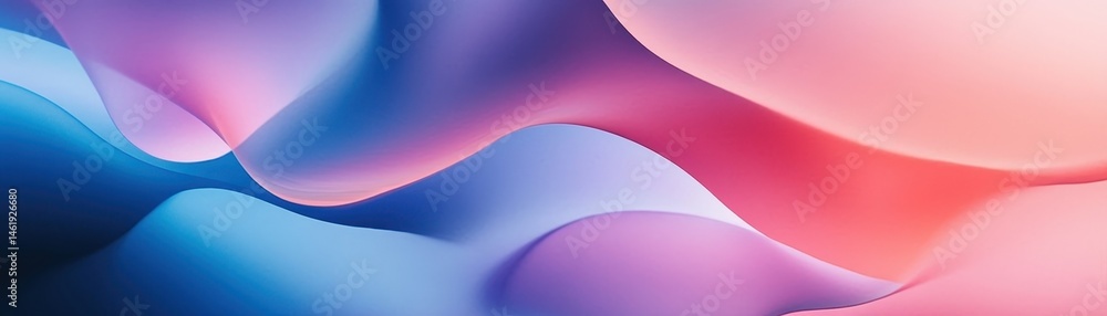Poster Abstract Gradient Waves in Blue Pink and Purple Modern Background Texture with Smooth Blurry Curves for Dynamic Stylish Elegant Design Element