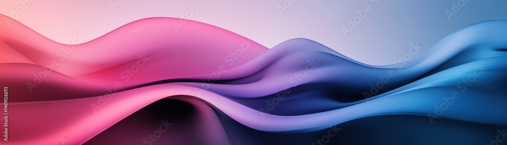 Poster Abstract Gradient Waves in Pink Purple and Blue Tones Elegant Modern Background with Smooth Curves and Dynamic Flow for Creative Graphic Design and Digital Artwork