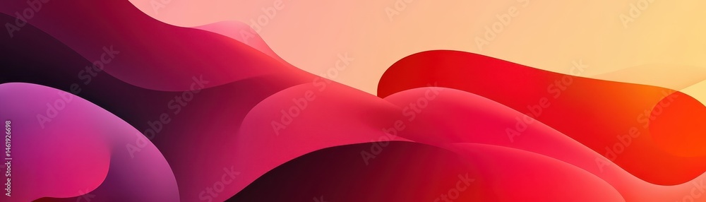 Poster Abstract Gradient Waves in Shades of Red Purple and Yellow Background with Smooth Flowing Curves and a Modern Artistic Design Perfect for Wallpaper