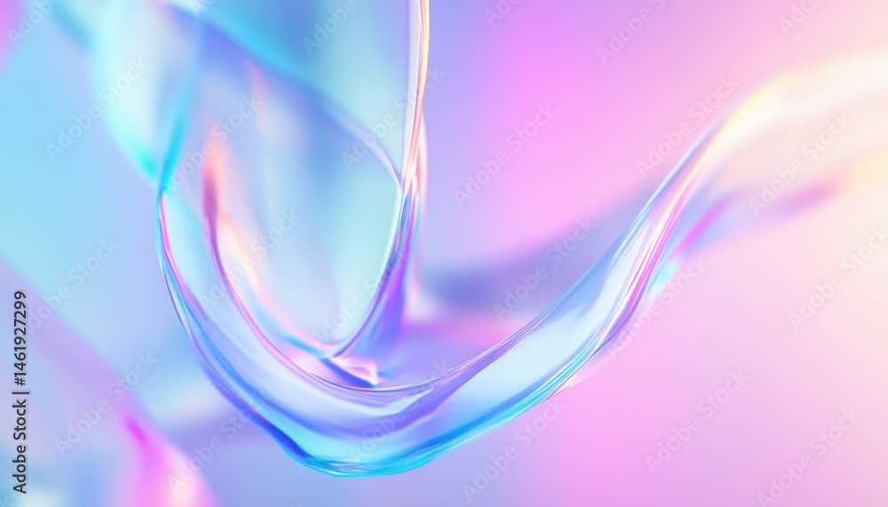 Poster Abstract Holographic Background with Vibrant Iridescent Colors and Smooth Fluid Texture in a Modern Style