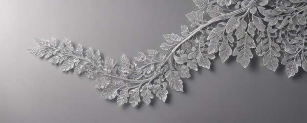 Intricate silver leaf lace border on shimmering background , graphic, backdrop, cards