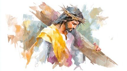 Stunning Watercolor Art Depicting Significant Historical Events in the Life of Jesus Christ Featuring Resurrection and Important Journeys