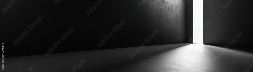 Aufkleber abstract monochrome room with doorway and bright light shining through onto floor creating dramatic 