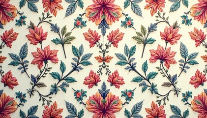 Symmetrical, repeating leaf and vine damask, subtle sheen , print, style