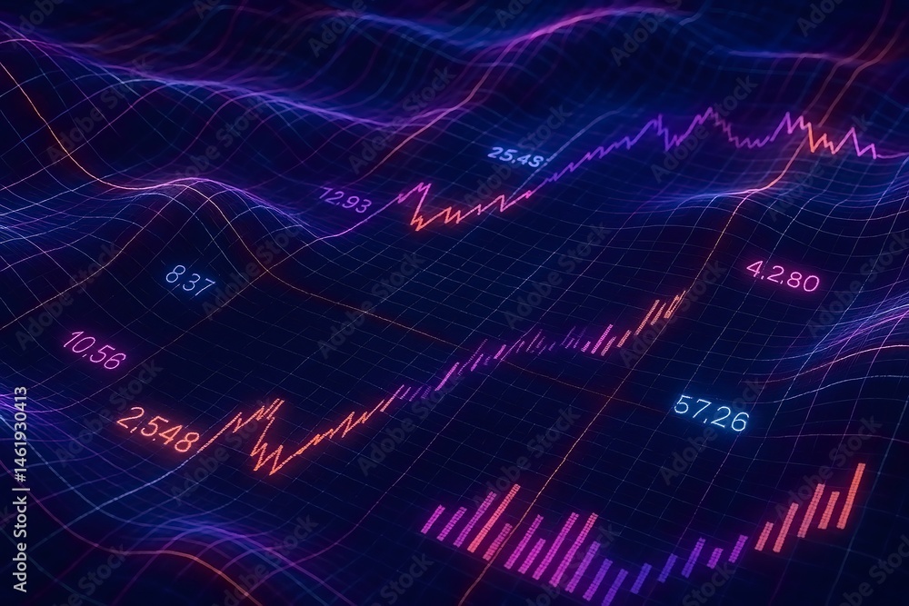Aufkleber abstract 3d illustration of financial data displaying market trends and statistical analysis with gl