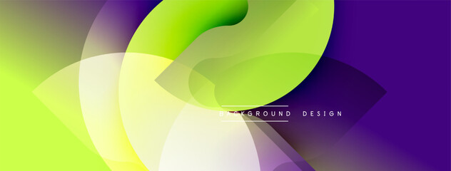 Abstract fluid shapes blend, creating vibrant gradient background. Lime, purple hues dominate composition. Modern design element.