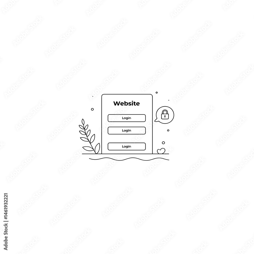 Poster website login interface design in minimalistic style
