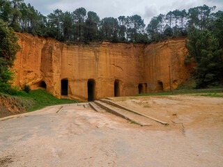 Entrance of Mines Bruoux Ocher Mine in Canyon valley massif in Provence france