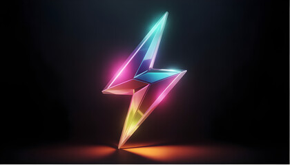 Rainbow Crystal Lightning Bolt 3D Render